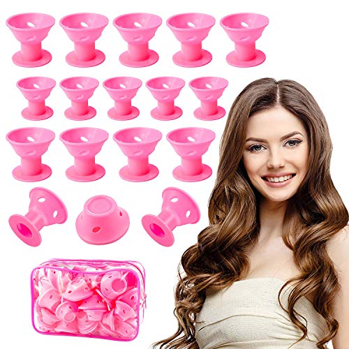 Comius Sharp 40 Pcs Rulos para el Pelo de Silicona, Sin Calor Sin Clip Rulos Magicos Cabello Largo, 20 Grandes + 20 Pequeños Flexibles Rizador Pelo (PINK) …