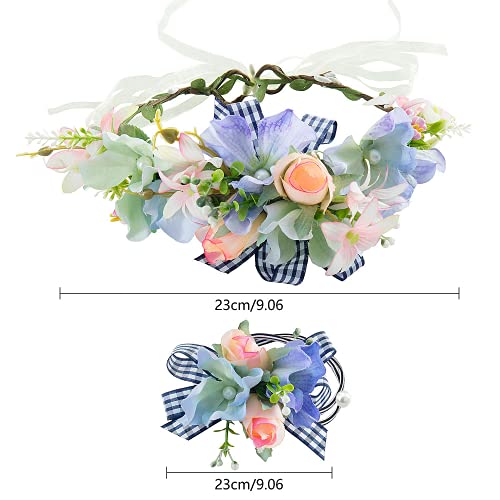 Comius Sharp Mujer Niñas Corona Floral Ajustable Tocado de Flor para Apoyos de La Foto de Fiesta de Boda (A3)