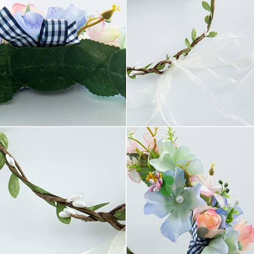Comius Sharp Mujer Niñas Corona Floral Ajustable Tocado de Flor para Apoyos de La Foto de Fiesta de Boda (A3)