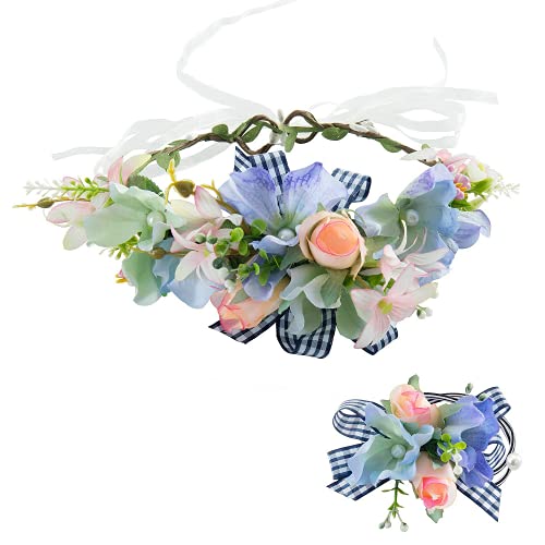 Comius Sharp Mujer Niñas Corona Floral Ajustable Tocado de Flor para Apoyos de La Foto de Fiesta de Boda (A3)