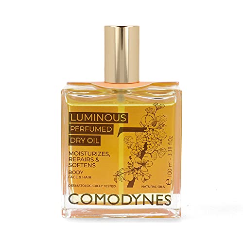 Comodynes Luminous Perfumed Dry Oil - Aceite Hidratante, Reparador Y Antioxidante Con Vitaminas E Y F Para Cara, Cuerpo Y Cabello - 100ml, 180 Gramo