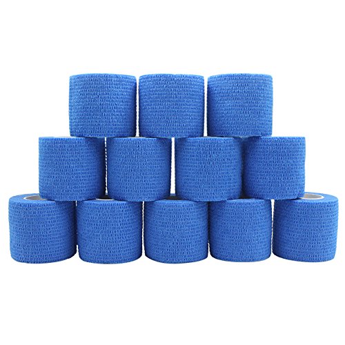 COMOmed vendaje cohesivo Flexible vendaje autoadhesivo rollo, revestimiento no tejido cohesivo, azul, 12