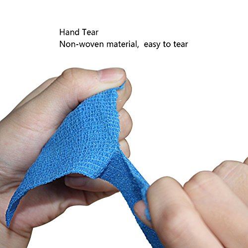 COMOmed vendaje cohesivo Flexible vendaje autoadhesivo rollo, revestimiento no tejido cohesivo, azul, 12