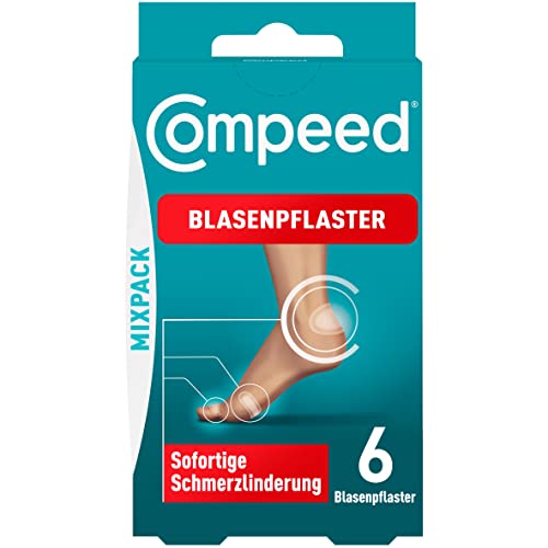 Compeed Tiritas para ampollas mixtas, varios tamaños, contra ampollas en talones, dedos de los pies y para pequeñas ampollas, 6 unidades