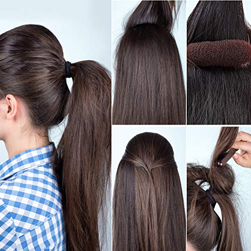 Conjunto de 8 Piezas Base de Aumento de Volumen de Cabello Herramienta Trenzado de Inserción Pinza Peine de Aumento de Cabello Bollos de Esponja Accesorios para Mujeres Niñas Peinado de Bricolaje