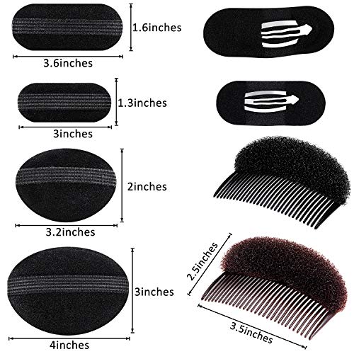 Conjunto de 8 Piezas Base de Aumento de Volumen de Cabello Herramienta Trenzado de Inserción Pinza Peine de Aumento de Cabello Bollos de Esponja Accesorios para Mujeres Niñas Peinado de Bricolaje