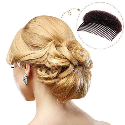 Conjunto de 8 Piezas Base de Aumento de Volumen de Cabello Herramienta Trenzado de Inserción Pinza Peine de Aumento de Cabello Bollos de Esponja Accesorios para Mujeres Niñas Peinado de Bricolaje