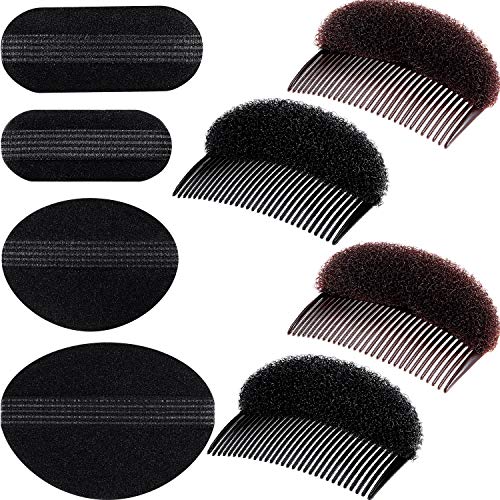 Conjunto de 8 Piezas Base de Aumento de Volumen de Cabello Herramienta Trenzado de Inserción Pinza Peine de Aumento de Cabello Bollos de Esponja Accesorios para Mujeres Niñas Peinado de Bricolaje