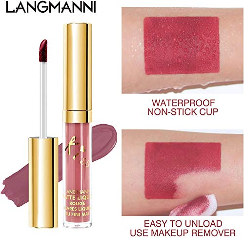 Conjunto de brillo de labios sexy de 12 colores Lápiz labial líquido aterciopelado Lápices labiales hidratantes impermeables de larga duración Lápiz labial líquido desnudo mate profesional