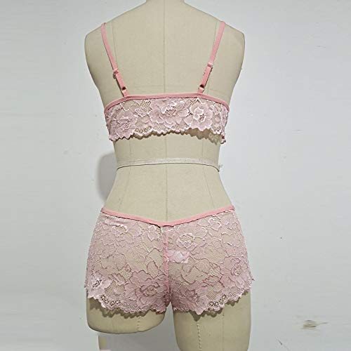 Conjunto de Lencería Sexy Mujer Babydoll de Barato 2 Piezas de Corsé Encaje Floral Bralette Sujetador y Tanga Bragas Ropa Interior Moda Vestido de Tirantes Copa de Encaje Ropa de Dormir Talla Grande