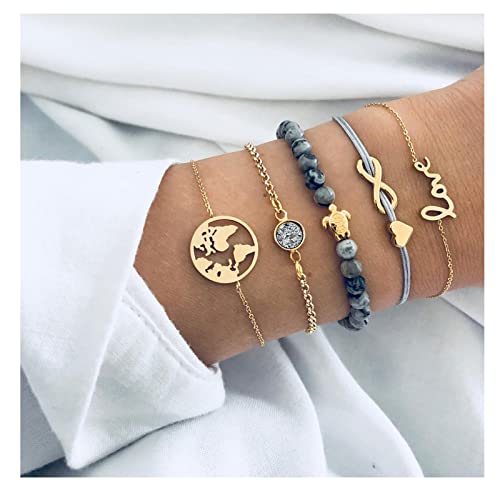 Conjunto Pulseras Mujer, Dsaren Apilable Pulsera Ajustable Circón Brazalete Conjunto Mujeres Accesorios de la joyería, Mejores Regalos para Ella (Black)