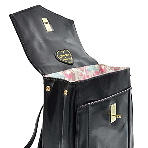 CoolChange Elegante Mochila con cetro de la Luna para los Fans de Sailor Moon | Color: Cuero laqueado Negro