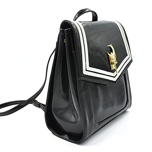 CoolChange Elegante Mochila con cetro de la Luna para los Fans de Sailor Moon | Color: Cuero laqueado Negro