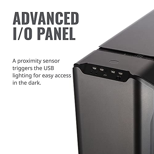 Cooler Master MasterCase SL600M Black Edition - Chasis Aluminio para Ordenador con Flujo Aire Vertical, Panel Lateral Cristal Templado, Iluminación Sensor Proximidad y Compatibilidad Hardware Superior