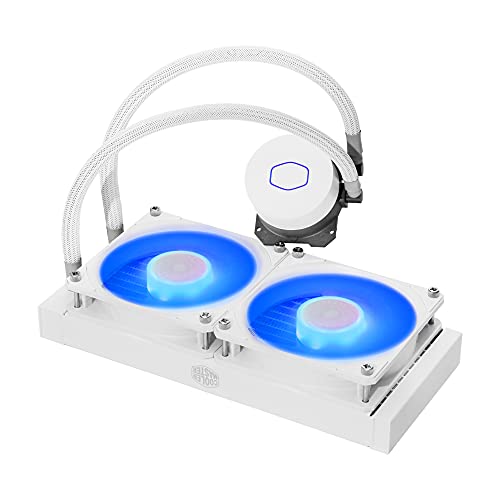 Cooler Master MasterLiquid ML240L V2 RGB White Edition Refrigeración Líquida para CPU - Efectos de Iluminación más Brillantes, Bomba 3ª Gen, Radiador y Doble Ventilador SickleFlow RGB 120mm - Blanco