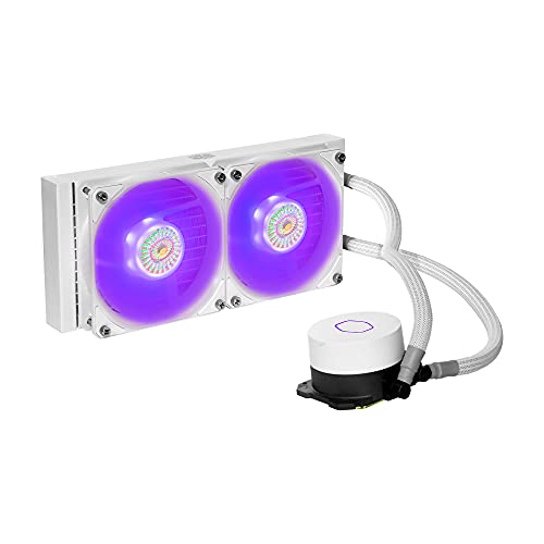 Cooler Master MasterLiquid ML240L V2 RGB White Edition Refrigeración Líquida para CPU - Efectos de Iluminación más Brillantes, Bomba 3ª Gen, Radiador y Doble Ventilador SickleFlow RGB 120mm - Blanco
