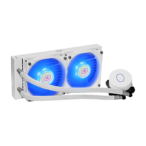 Cooler Master MasterLiquid ML240L V2 RGB White Edition Refrigeración Líquida para CPU - Efectos de Iluminación más Brillantes, Bomba 3ª Gen, Radiador y Doble Ventilador SickleFlow RGB 120mm - Blanco