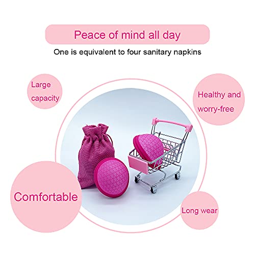 Copa Menstrual Plana de Silicona Suave Flexible Duradera y Reutilizable de Grado Medicinal - Kit de Higiene Personal Femenino - Incluye 1 Disco Extrafino con Cepillo Limpiador