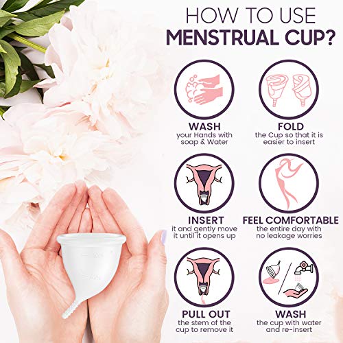 Copa Menstrual Talla S - Silicona de Grado Medicinal Alemana, Suave, Flexible y Reutilizable, Higiene Intima Femenina, Incluye Bolsa de Regalo, Alternativa Compresas Tampones - Sin BPA ni Colorante