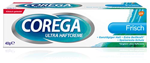 Corega Ultra Haftcreme Frisch Denture Adhesive Cream Fresh, 40 g, Double Pack by Corega