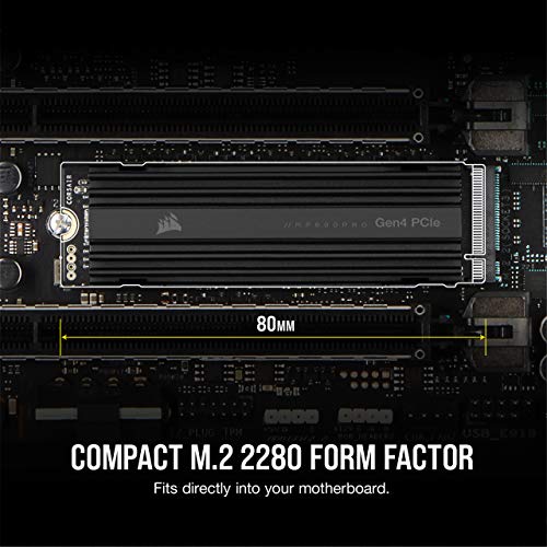 Corsair MP600 Pro SSD 1TB Disco Estado sólido, M.2 2280, NVMe, PCIe Gen. 4 x4, TLC NAND Alta Densidad, Velocidad de Lectura hasta 7.000 MB/s, Disipador de Calor de Aluminio