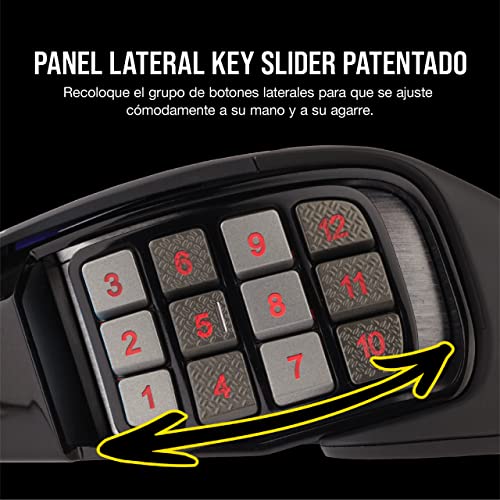 Corsair Scimitar Elite RGB Óptico MOBA/MMO Ratón para Juegos, 18.000 PPP Óptico Sensor, 17 Botones Programables, Retroiluminación RGB Dinámica en Cuatro Zonas, Forma Contorneada, Color Negro