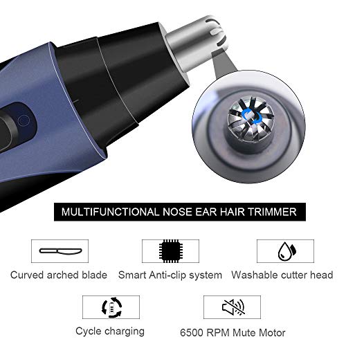 Cortapelos Nariz/Orejas/Cejas 2 en 1 USB Recargable Resistente al Agua Acero Inoxidable Kit de limpieza para Hombres y Mujere - Achort