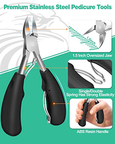 Cortaúñas de dedos de los pies Softale para uñas gruesas o encarnadas, recortador de uñas de los pies y tijeras profesionales de acero inoxidable de alta resistencia con agarre suave