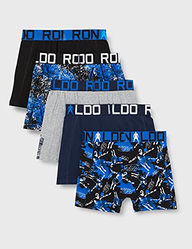 CR7 CRISTIANO RONALDO CR7 5-Pack Boy's Cotton Trunk Baadores Ajustados para Hombre, Multicolor, 7-9 años para Niños