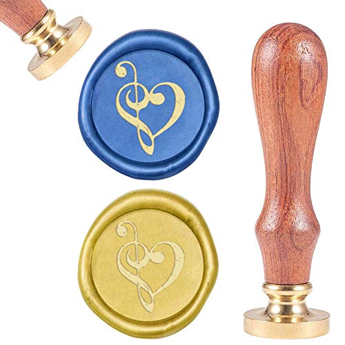 CRASPIRE Nota Musical de Sello de Cera, Sellos de Sellado de Cera Vintage, Sello de Madera Retro de Música, Cabeza de Latón Extraíble de 25 mm para Sobres, Invitaciones, Adorno