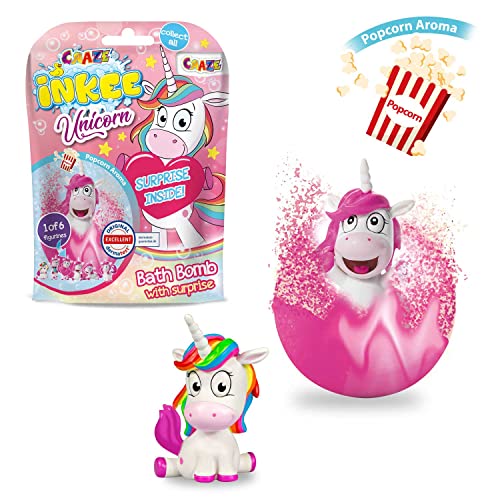 CRAZE INKEE Pack 3 Bombas de Baño Infantiles de Unicornios con Regalo Sorpresa figurita de Unicornio. para Bañera o Piscina 29428