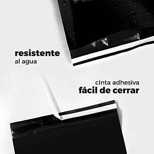 Creadores Que Creen Bolsas para envíos por correo, Paquete de 100 bolsas de envío o embalaje a prueba de agua y de rotura 25x36cm, Sobres de plástico autoadhesivos, Color Negro Matte