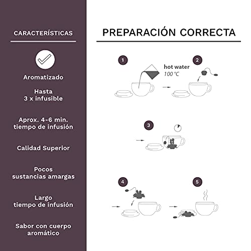 Creano Variación de Flores de Té en un Tamaño de Taza Exclusivo "Florecitas de Té Télini" | 8 Flores de Té de 4 Tipos diferentes (Té negro)