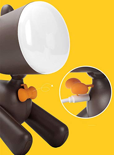 Creative Night Light Table Puppy Lamp Sleep Dormitorio LED Eye Reading Lamp Dormitorio Moda Iluminación Decorativa Dibujos Animados Bebé Niños Niños Regalo,White