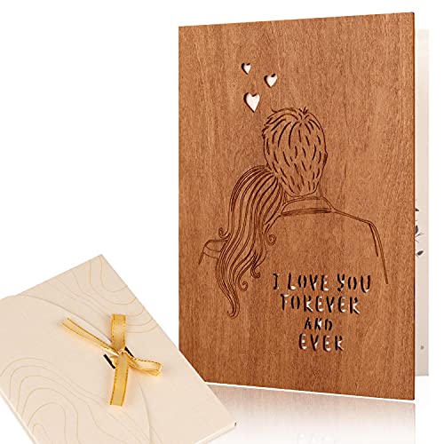 Creawoo Tarjeta de felicitación de amor hecha a mano, Te amo para siempre y siempre Aniversario, Aniversario, Boda, Citas, Tarjeta de regalo del día de San Valentín para Ella Esposa Esposo