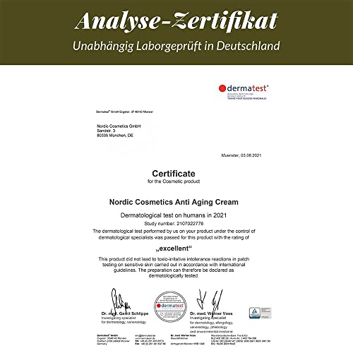 Crema antiedad vegana con retinol 45ml - Testada dermatológicamente, clasificada como"EXCELENTE" - Cósmeticos hechos en la UE - Crema antiarrugas y libre de crueldad animal - Nordic Cosmetic®