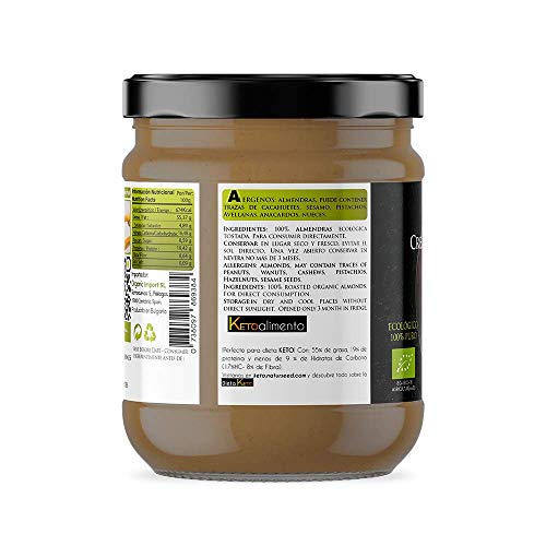 Crema de Almendras Integral 100% Natural Bio - Tostadas - Sin Azucar - Sin Gluten - Sin Lactosa - Ecologica Organica - Buena digestión (250GR)