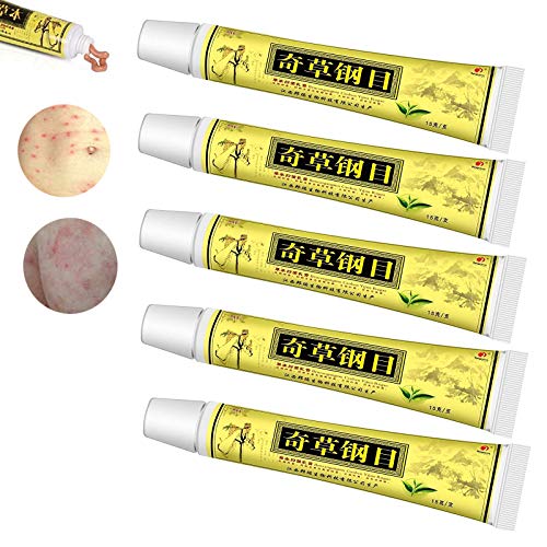 Crema de Hierbas Chinas Naturales, Crema de Medicina China, Crema Anti-picazón, Solo para Uso Externo, Dermatitis, inflamación y erupciones (5 Piezas)