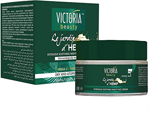 Crema de Noche Intensiva Regeneradora e Hidratante con Aceite de Semillas de Cáñamo y Omega 3 y 6 | Crema Facial Natural de Cannabis para Pieles Sensibles y Secas | PREMIUM 50ml