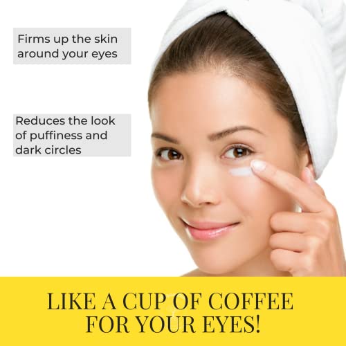 Crema de ojos con cafeína y ginseng para ojeras, hinchazón y arrugas y bolsas rughe - Tratamiento antienvejecimiento para bolsas debajo de los ojos y líneas finas - Formulado en San Francisco