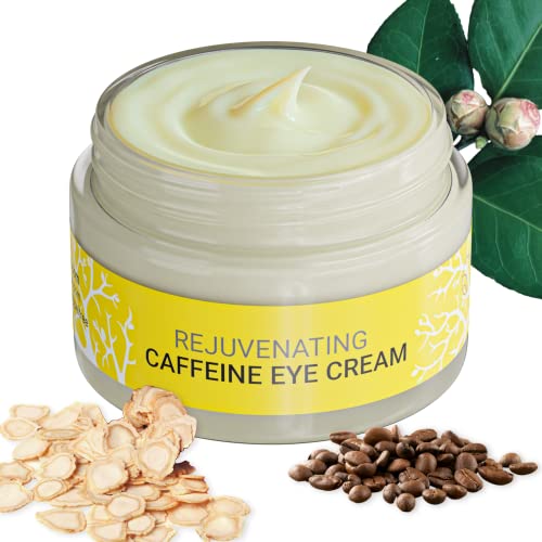 Crema de ojos con cafeína y ginseng para ojeras, hinchazón y arrugas y bolsas rughe - Tratamiento antienvejecimiento para bolsas debajo de los ojos y líneas finas - Formulado en San Francisco