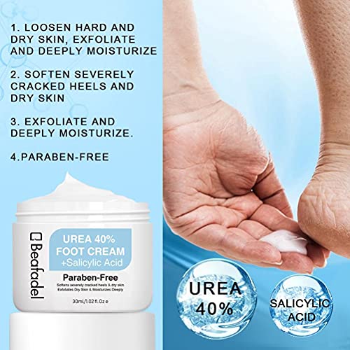 Crema de urea para el cuidado de los pies Exfoliante para pies al 40% Ácido salicílico Exfolia la piel muerta Eliminador de callos Cuidado de los pies Crema hidratante para pies, codos y manos