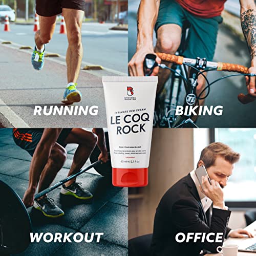 Crema deo intima masculina 'Le Coq Rock' Crema contra las rozaduras, el sudor y los malos olores en la zona íntima, 80ml, por Groomed Rooster - FABRICADO EN ALEMANIA