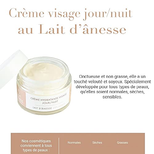 Crema facial con leche de burra 100 % natural, 0 CMR, 0 OGM, no comedogénico, no testado en animales, 0 PARABEN, 0 COLORANT, 0 ALLERGENE en bote de 50 ml