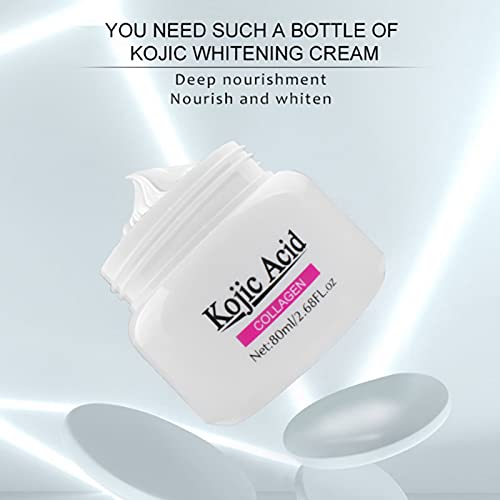 Crema hidratante, ácido kójico Crema blanqueadora facial Crema facial de colágeno Crema hidratante nutritiva para el rostro, para pieles secas a muy secas 80ml