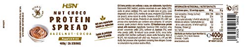 Crema Hiperproteica de Cacao y Avellanas de HSN | NutChoco con Whey Protein | Ideal para Untar en Tortitas ¡Deliciosa! | Baja en azúcar, Sin Aceite de Palma, Sin Gluten | Apto Vegetarianos | 400 gr