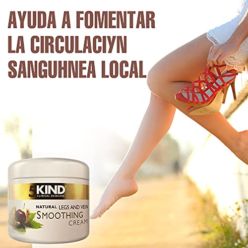 Crema natural calmante y suavizante de venas varicosas de 5Kind - Crema de tratamiento de venas varicosas y arañas vasculares para mejorar la circulación sanguínea de las piernas cansadas - 200ml