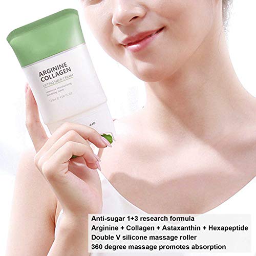Crema reafirmante de cuello, masaje de doble rodillo Crema hidratante reafirmante de cuello para aliviar las arrugas, Crema de masaje reafirmante de estiramiento de cuello 120 ml