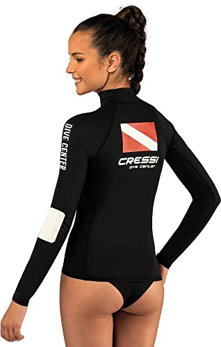 Cressi Rash Guard Lady Long SL Black Dive Center Camiseta Manga Larga en Tejido elástico Filtro de protección UV UPF 50+, Women's, Negro, M/3 (40)