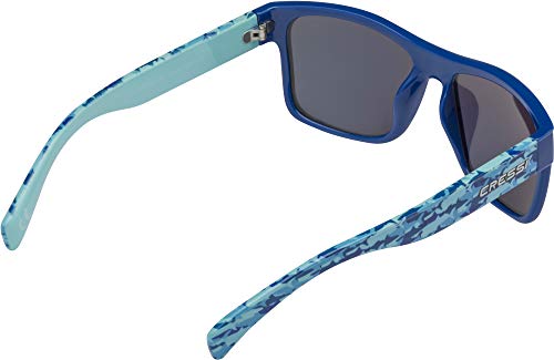 Cressi Spike Sunglasses Gafas de Sol Deportivo Unisex Adulto, Azul Fantasy/Lentes Espejadas Naranja, Talla única